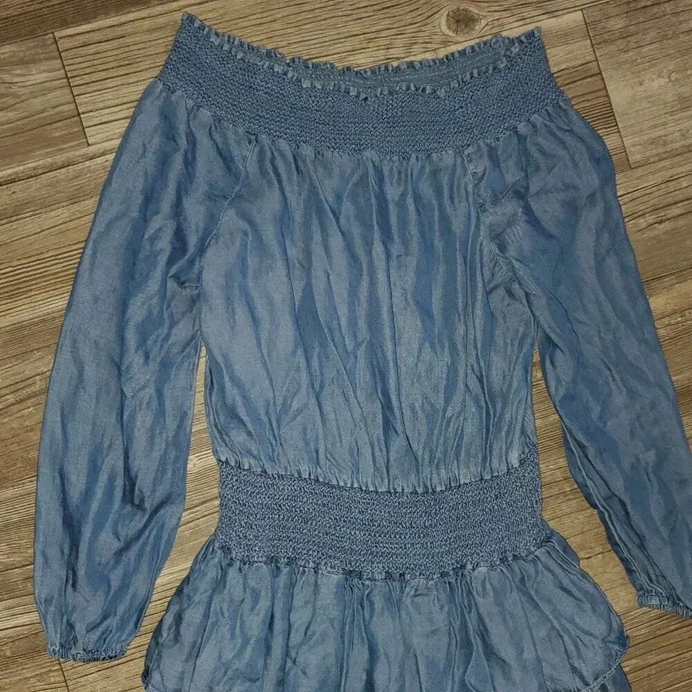Michael Kors Denim Lightweight Offshoulder Dress~~XS